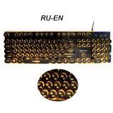Retro Round/Square Keycap USB Wired Glowing Metal Gaming Keyboard