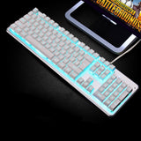 Retro Round/Square Keycap USB Wired Glowing Metal Gaming Keyboard