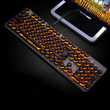 Retro Round/Square Keycap USB Wired Glowing Metal Gaming Keyboard