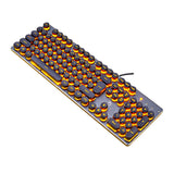 Retro Round/Square Keycap USB Wired Glowing Metal Gaming Keyboard